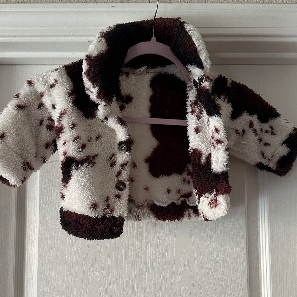 SHEIN Brown and White Fuzzy Kids Jacket